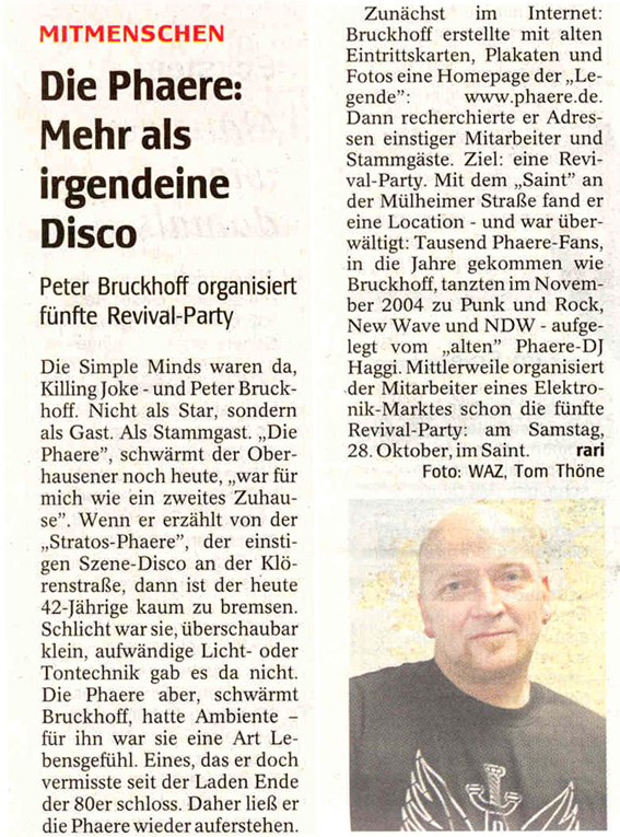 Artikel in der WAZ vom 18.10.06